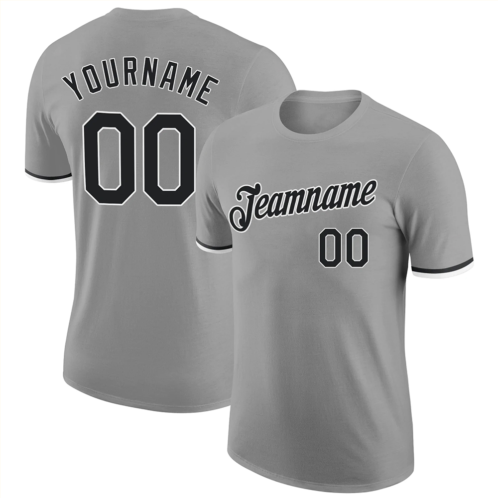 Custom Gray Black-White Performance T-Shirt