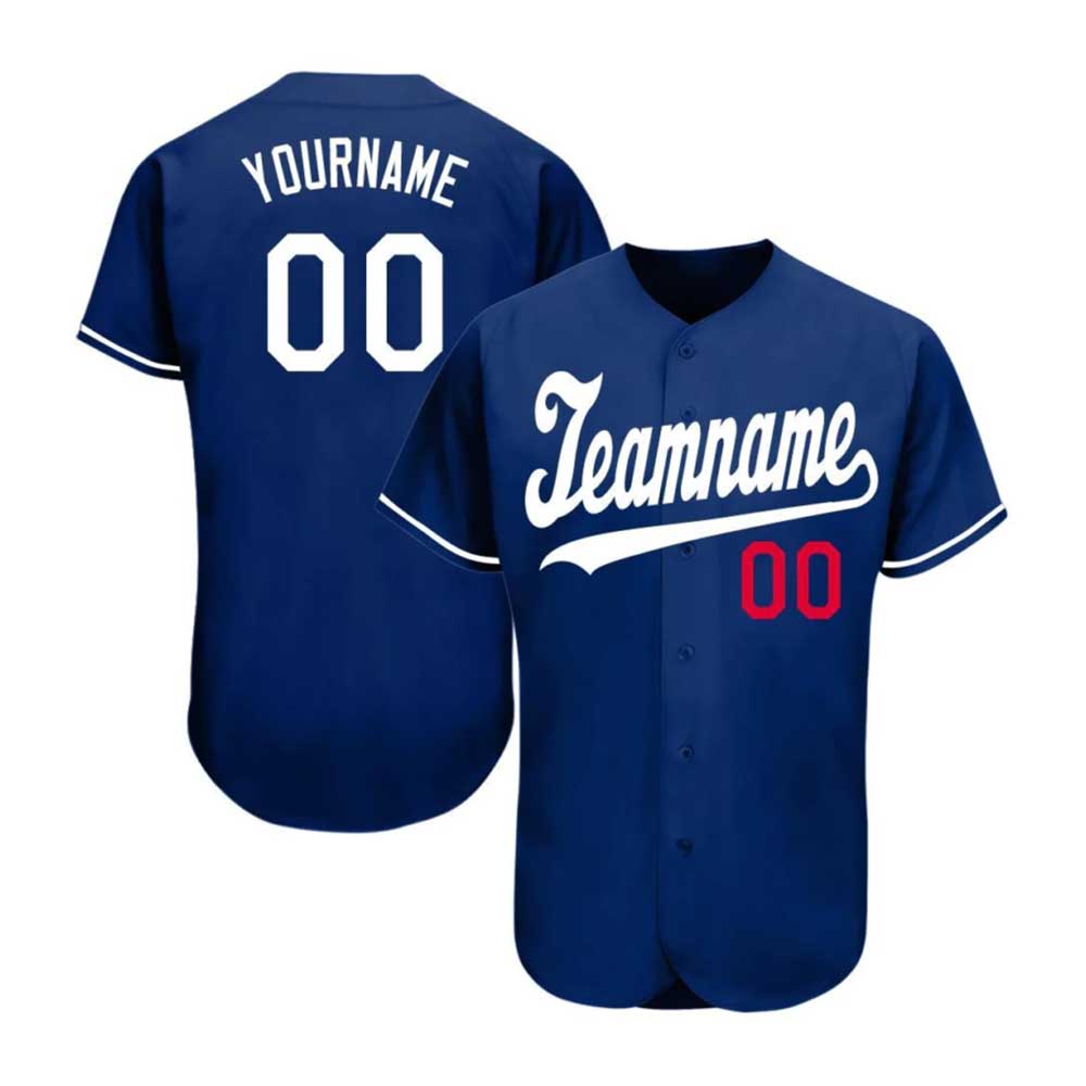 Custom Royal White-Red Baseball Jersey