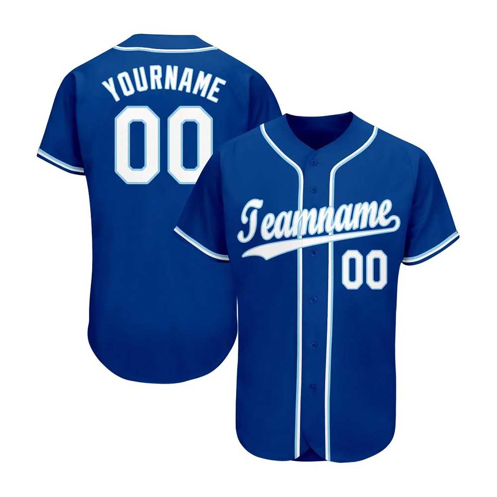 Custom Royal White-Light Blue Baseball Jersey
