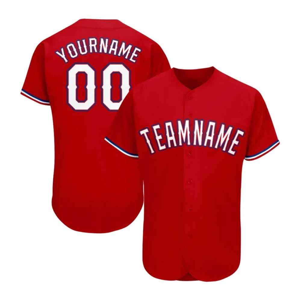 Custom Red White-Royal Baseball Jersey