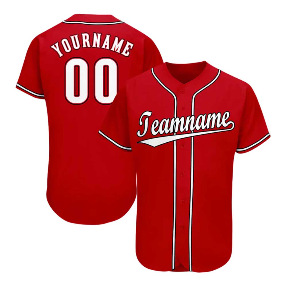 Custom Red White-Black Baseball Jersey
