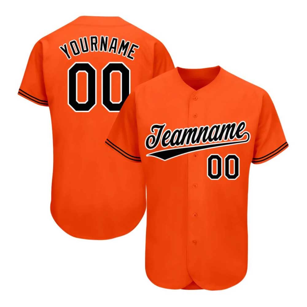 Custom Orange Black-White Baseball Jersey