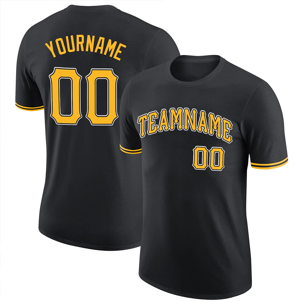 Custom Black Gold-White Performance T-Shirt