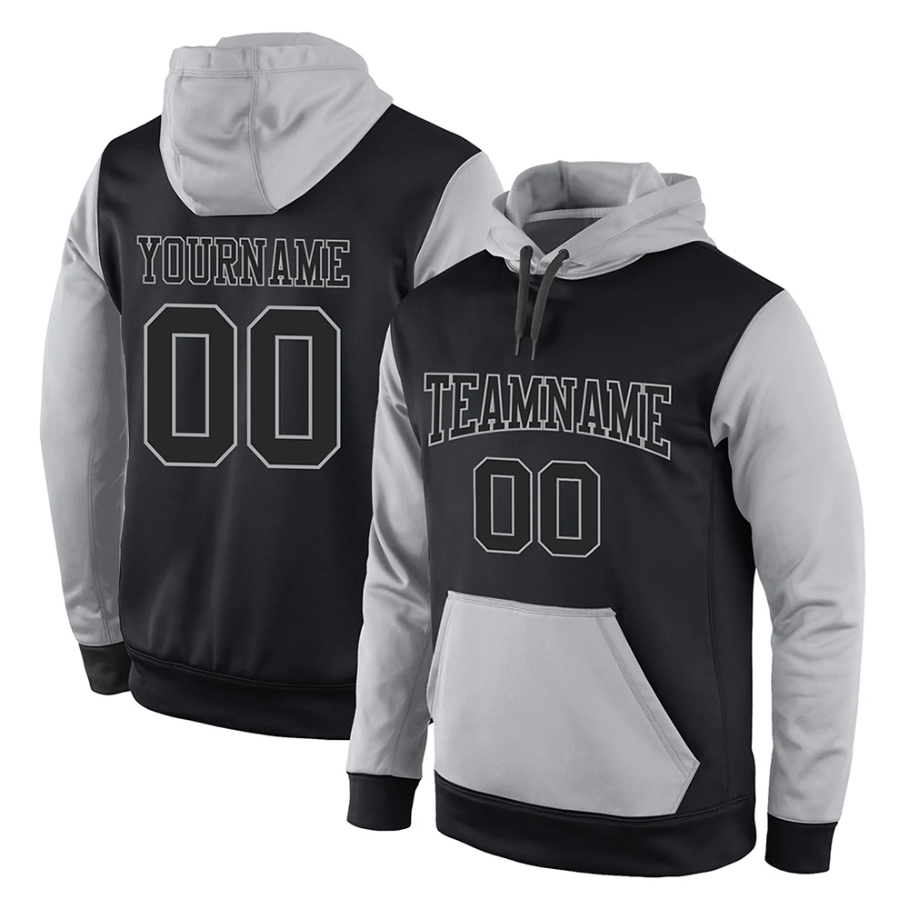 Custom Stitched Black Black-Gray Sports Pullover...