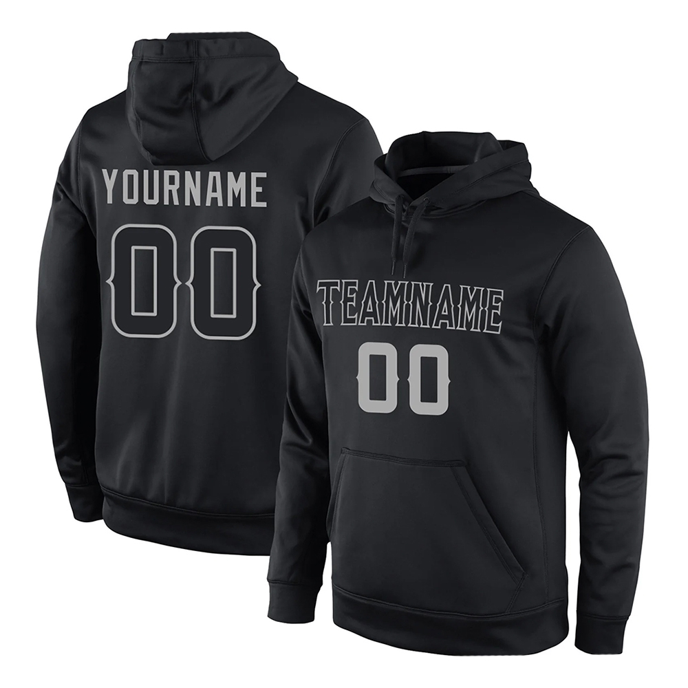 Custom Stitched Black Black-Gray Sports Pullover...