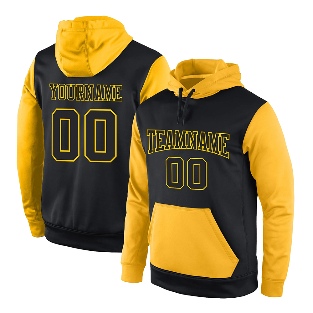 Custom Stitched Black Black-Gold Sports Pullover...