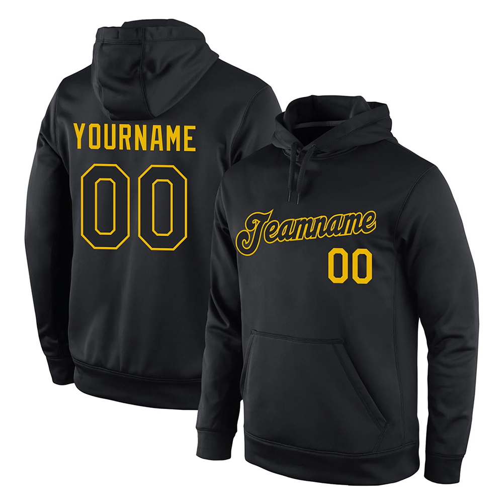Custom Stitched Black Black-Gold Sports Pullover...