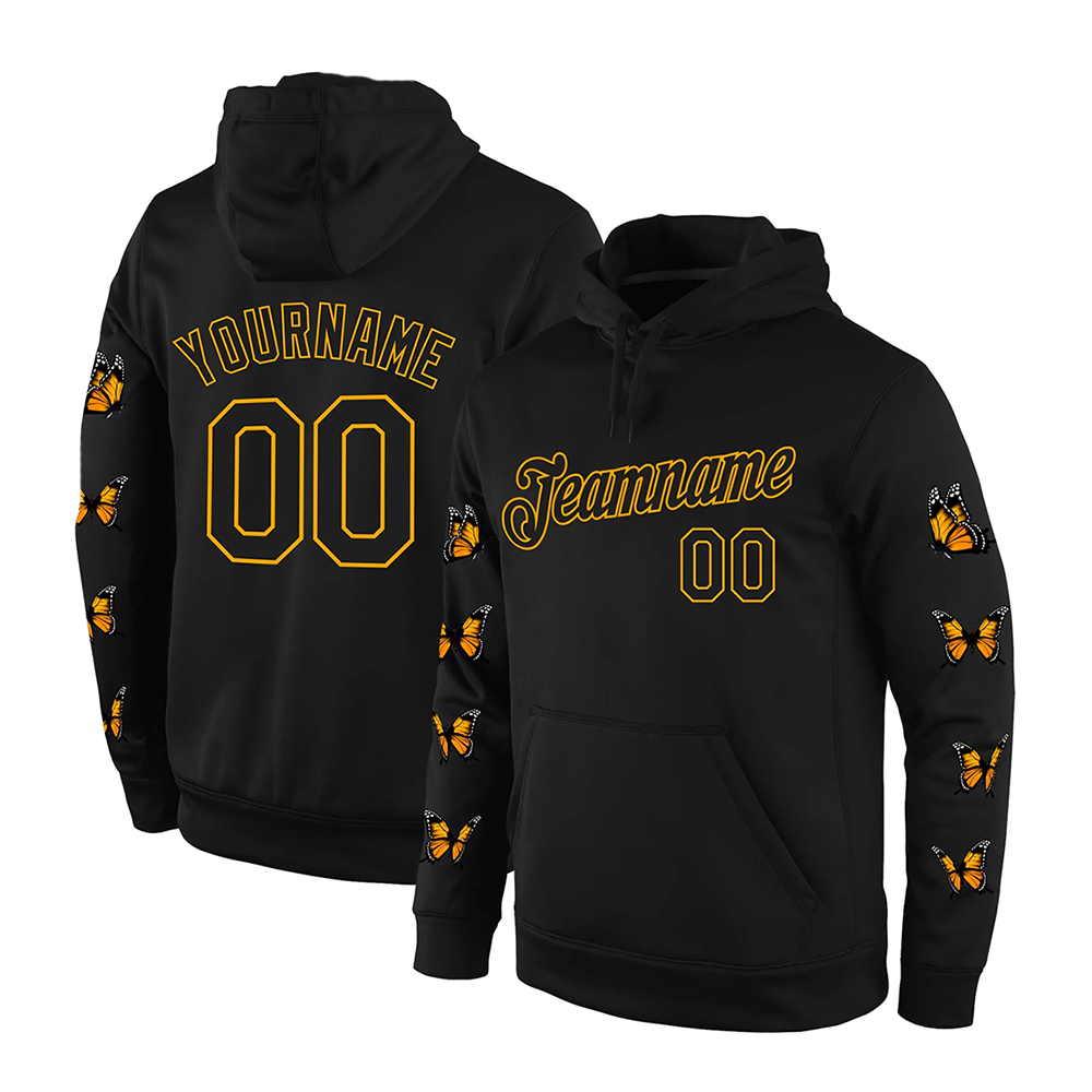 Custom Stitched Black Black-Gold 3D Pattern...