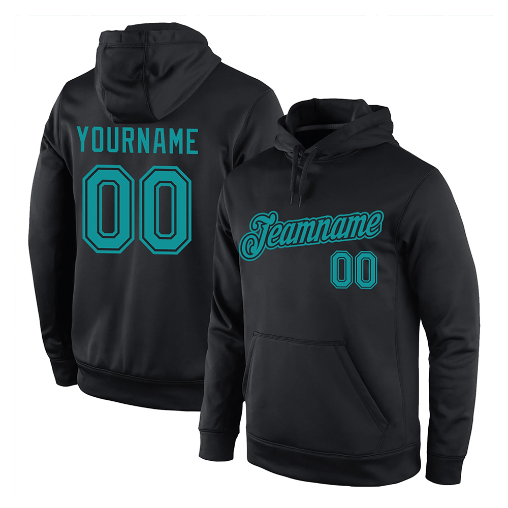 Custom Stitched Black Aqua Sports Pullover...