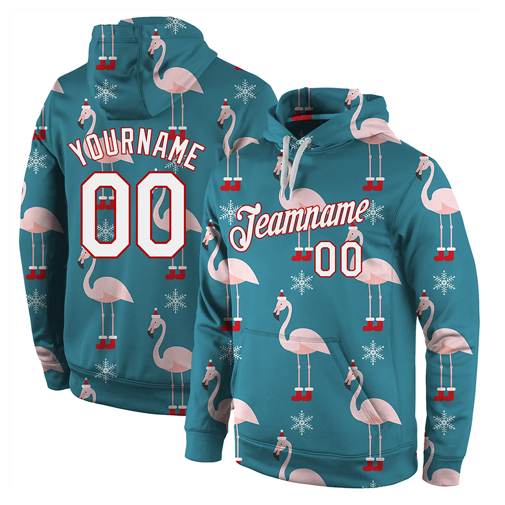 Custom Stitched Aqua White-Red "Christmas" 3D...