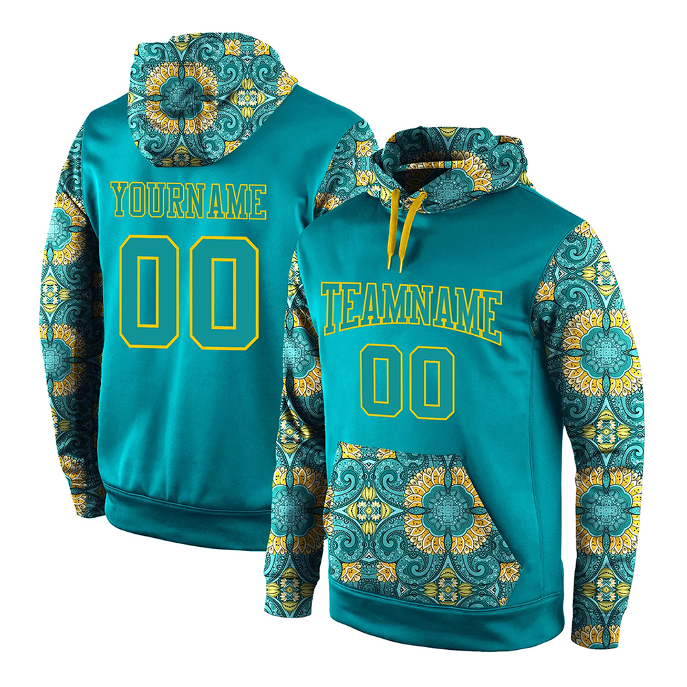 Custom Stitched Aqua Aqua-Gold 3D Pattern...