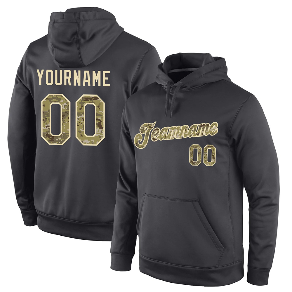 Custom Stitched Anthracite Camo-Cream Sports Pullover...