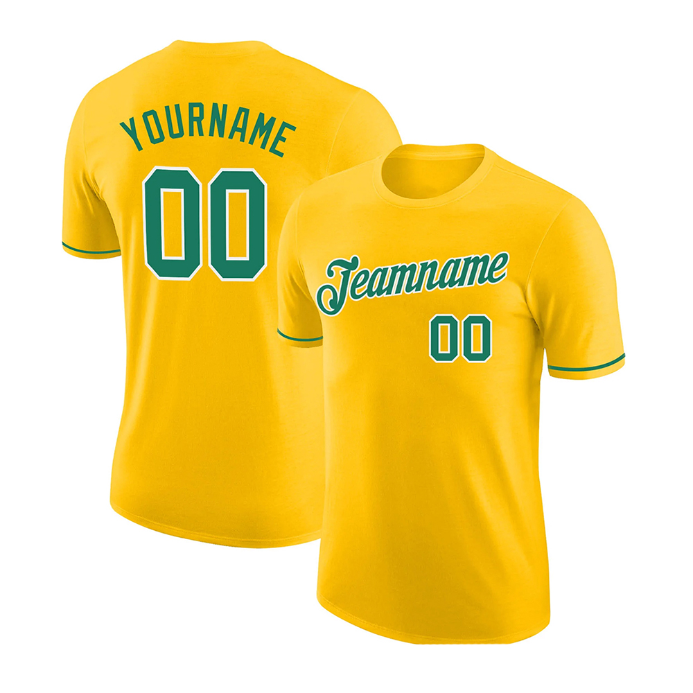 Custom Gold Kelly Green-White Performance T-Shirt