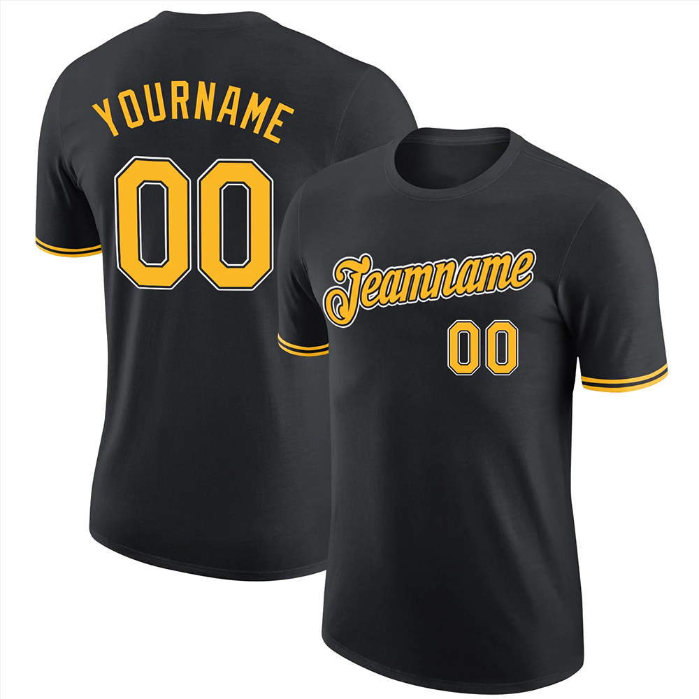 Custom Black Gold-White Performance T-Shirt