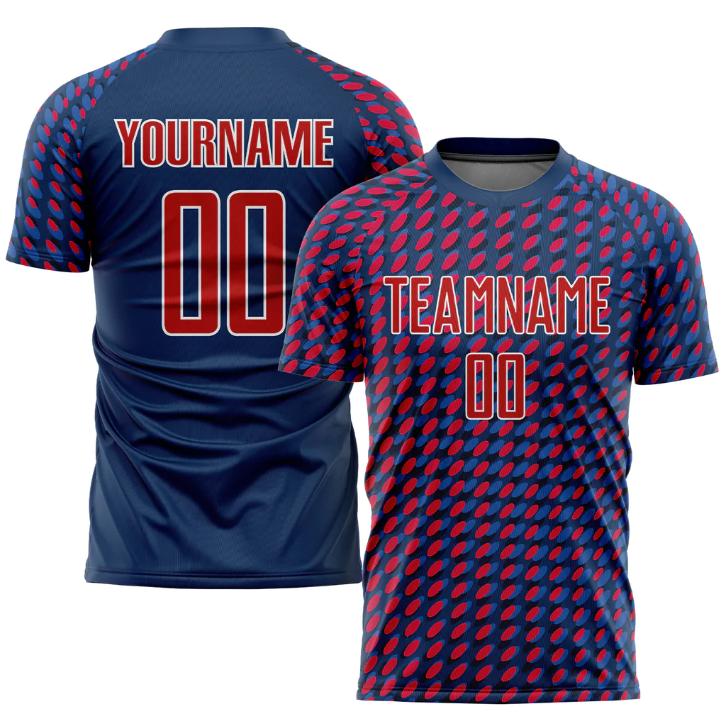 Custom Navy Red-White Sublimation Soccer Uniform...