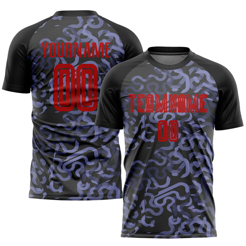 Custom Black Red-Purple Third Sublimation Soccer...