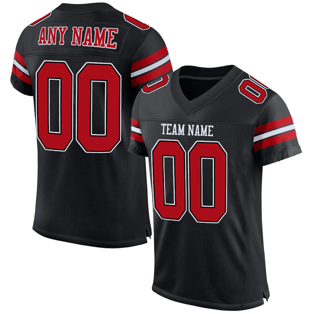 Custom Black Cardinal-White Mesh Drift Fashion Football Jersey
