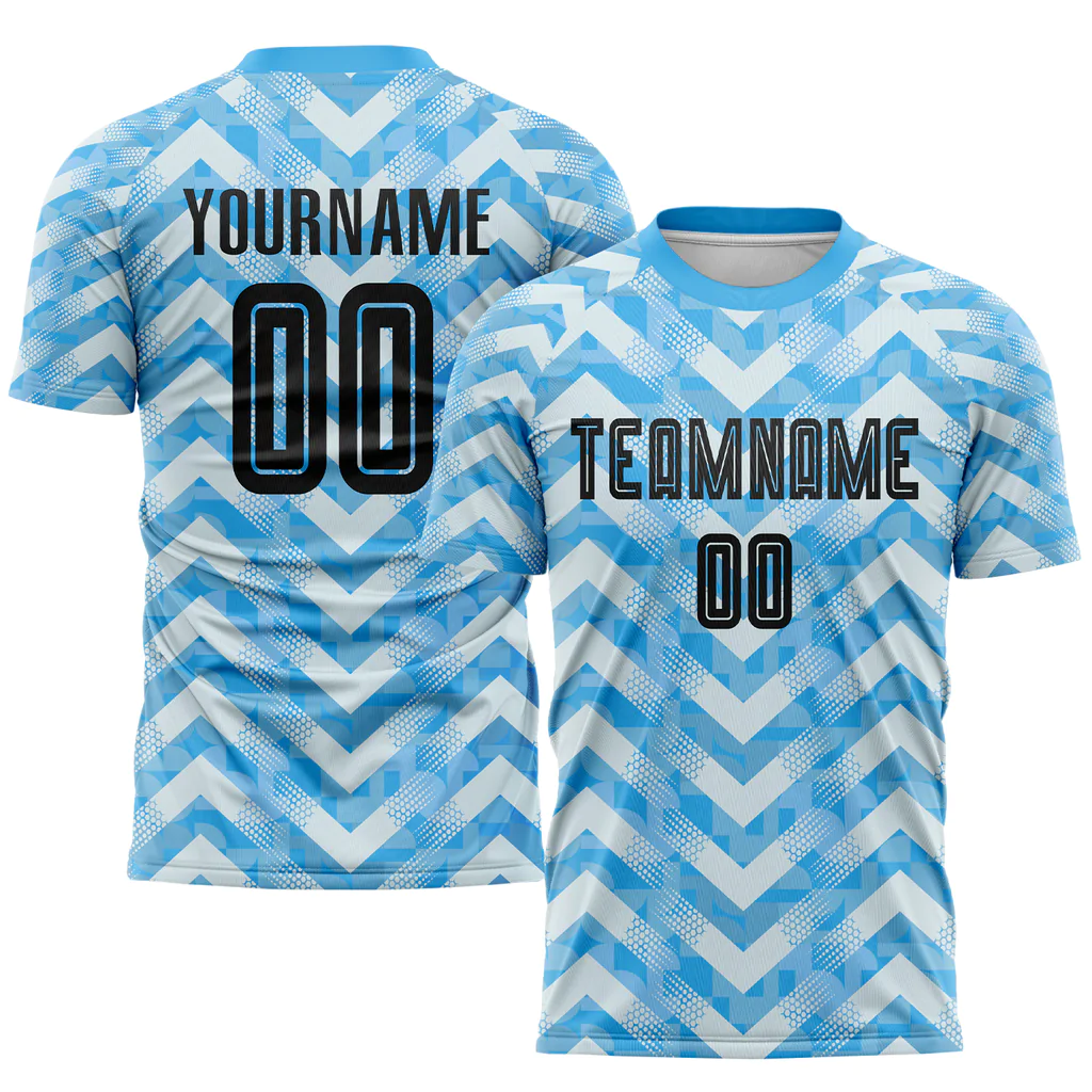 Custom Light Blue Black-White Home Sublimation...