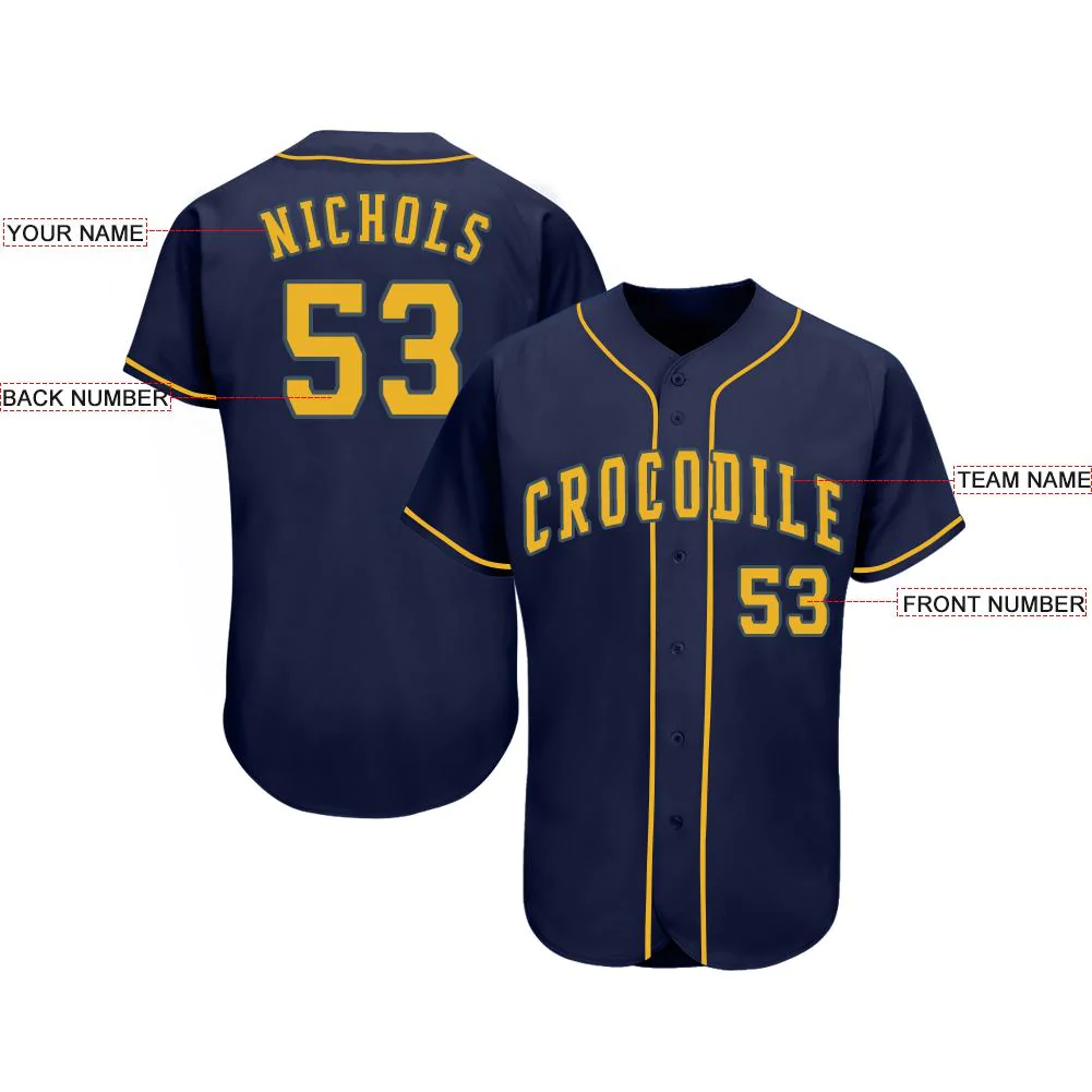 Custom Navy Gold Baseball Jersey - Image 2