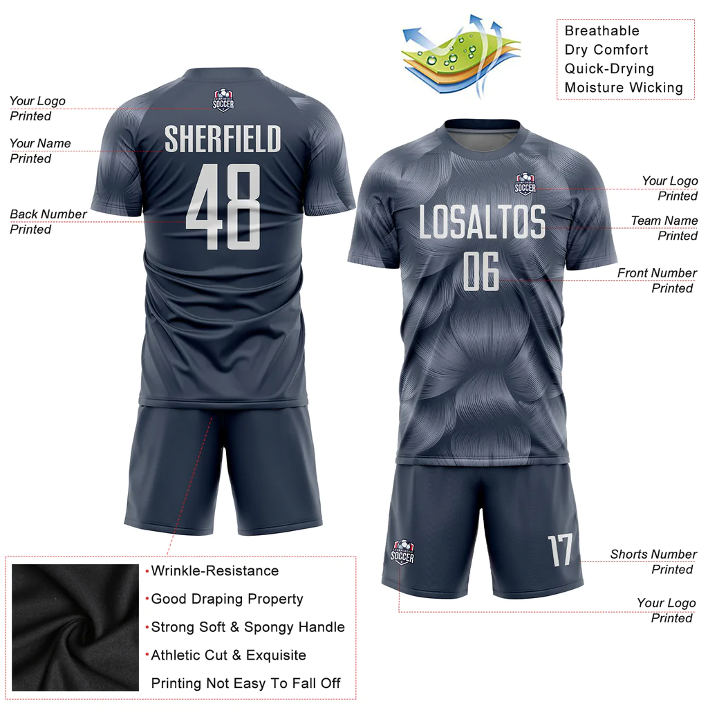 Custom Dark Gray White Sublimation Soccer Uniform Jersey - Image 3
