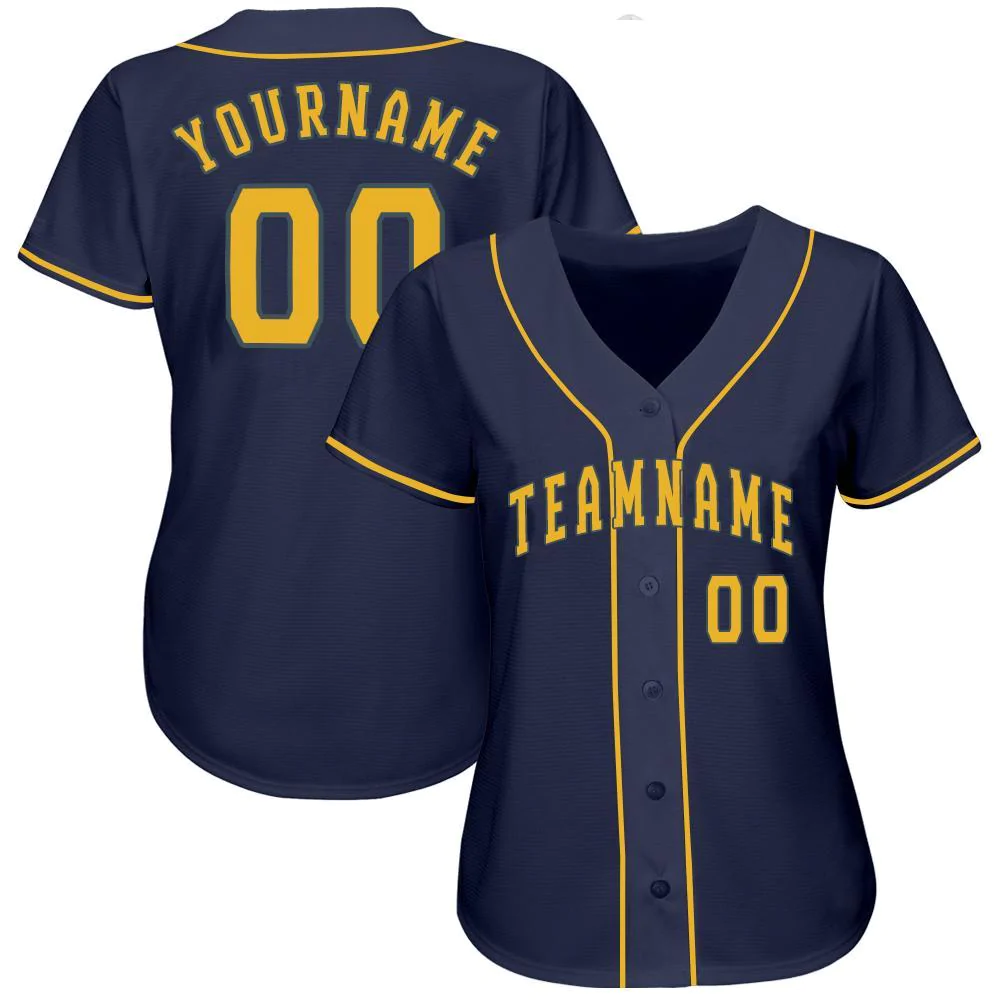 Custom Navy Gold Baseball Jersey - Image 3
