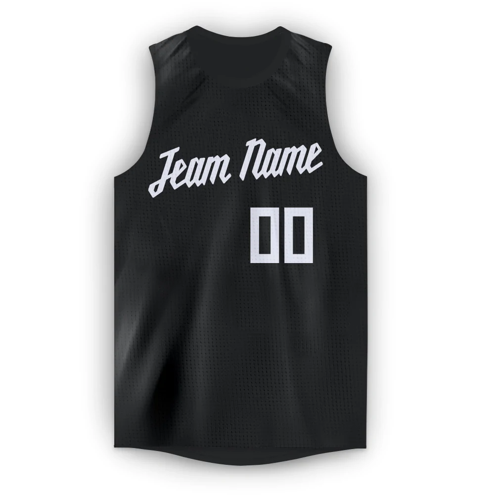 Custom Black White Round Neck Basketball Jersey - Image 3