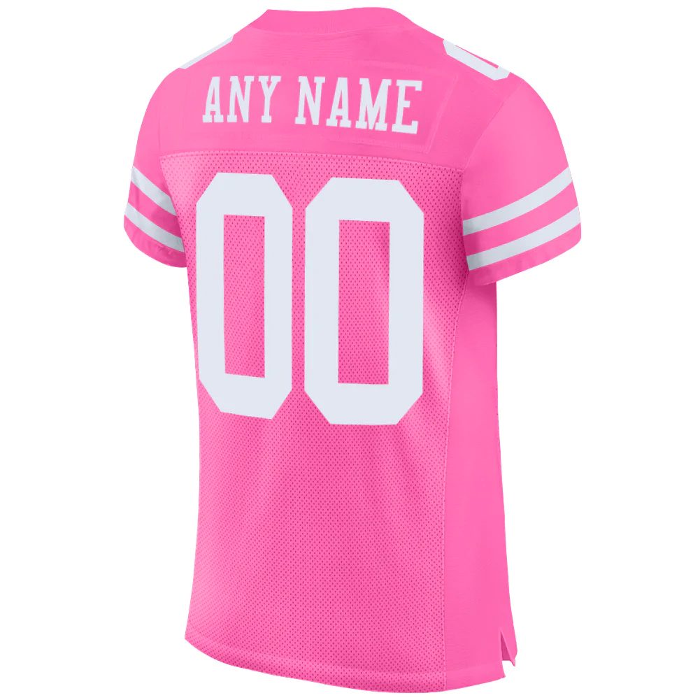 Custom Pink White Mesh Authentic Football Jersey - Image 4