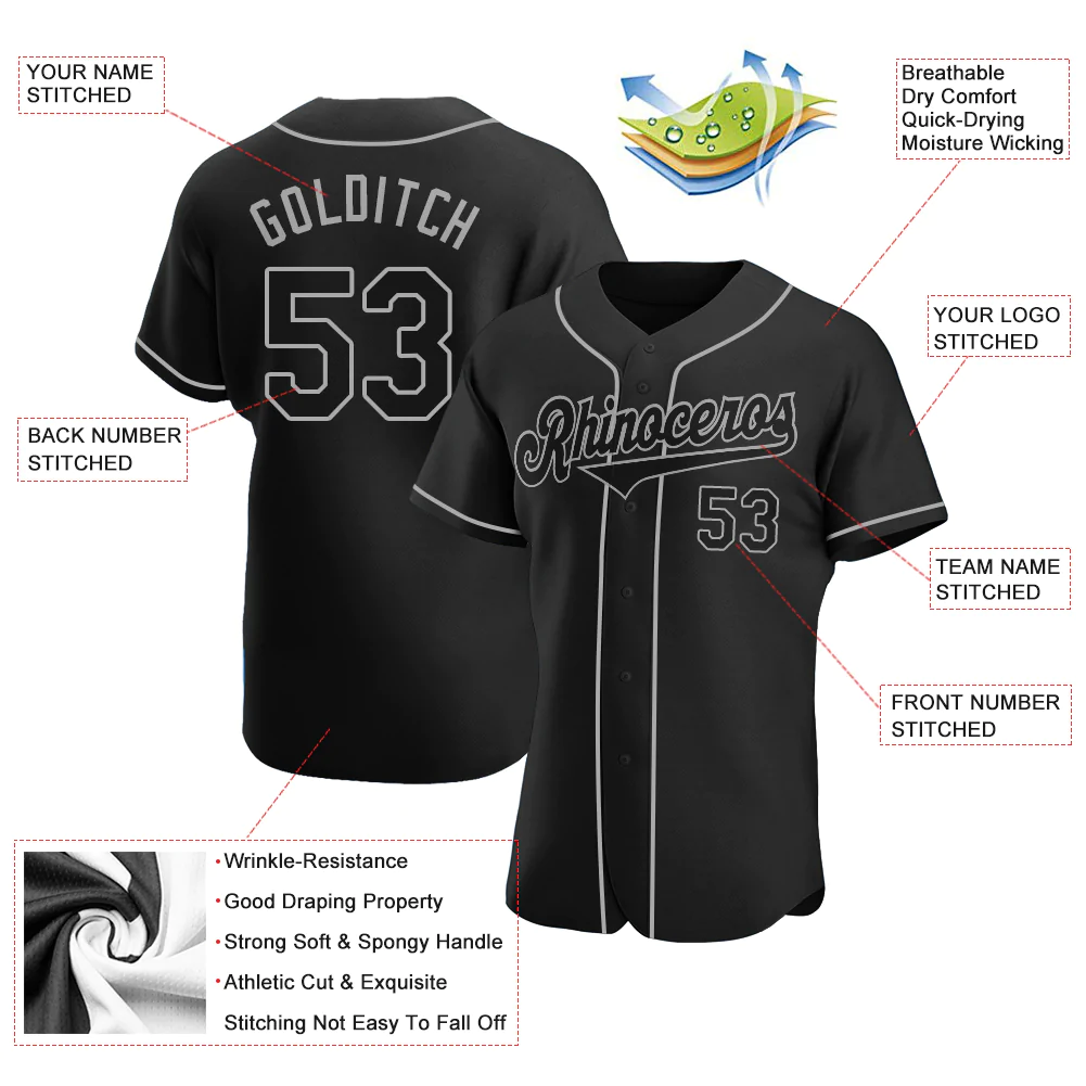 Custom Black Black-Gray Authentic Baseball - Image 4