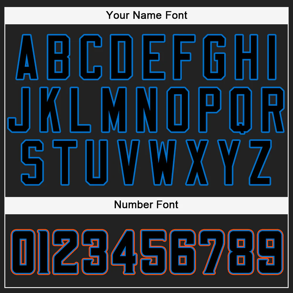 Custom Black Powder Blue-Orange Baseball Jersey - Image 4