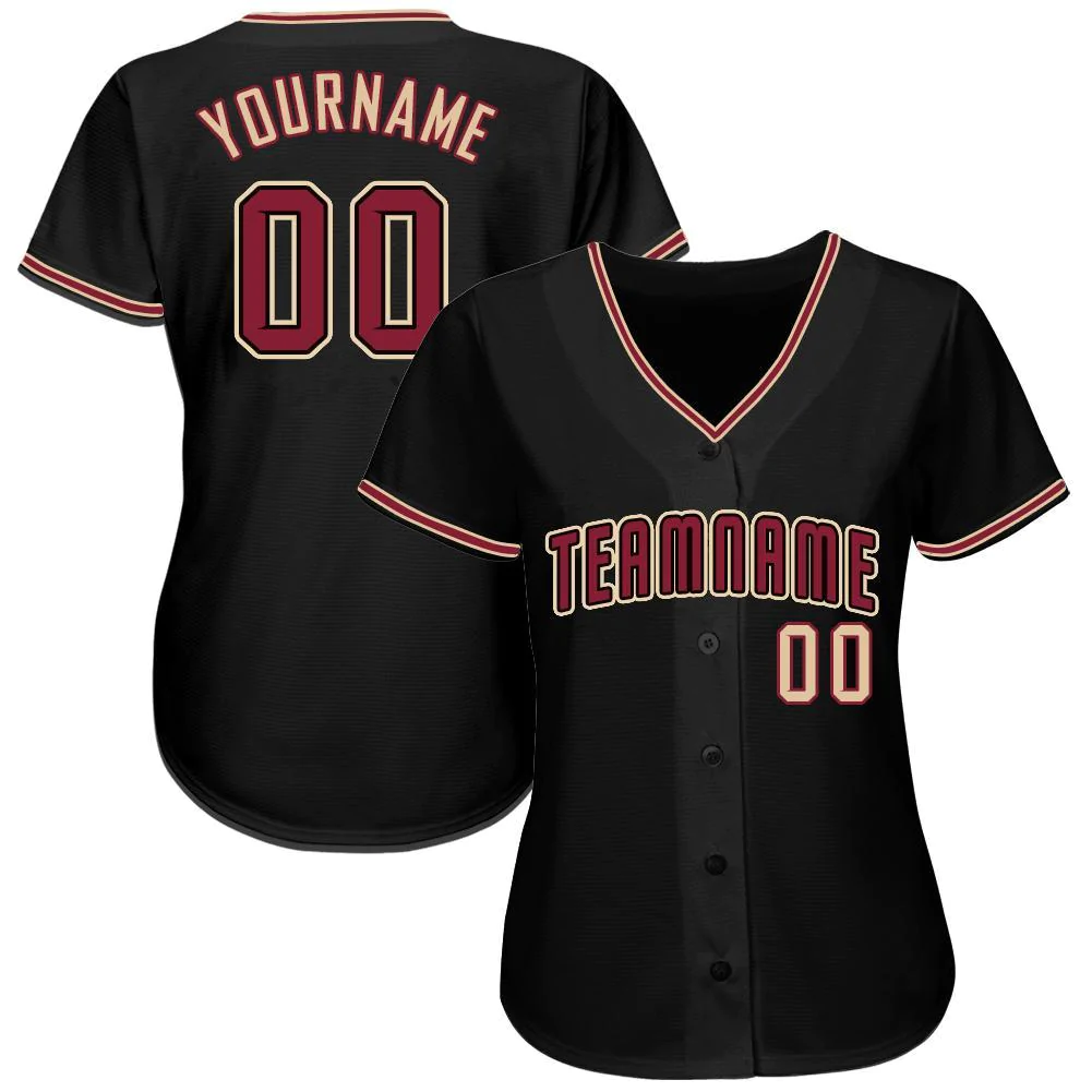 Custom Black Crimson-Khaki Baseball Jersey - Image 6