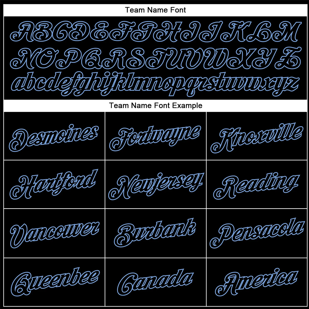 Custom Stitched Black Black-Light Blue 3D... - Image 3