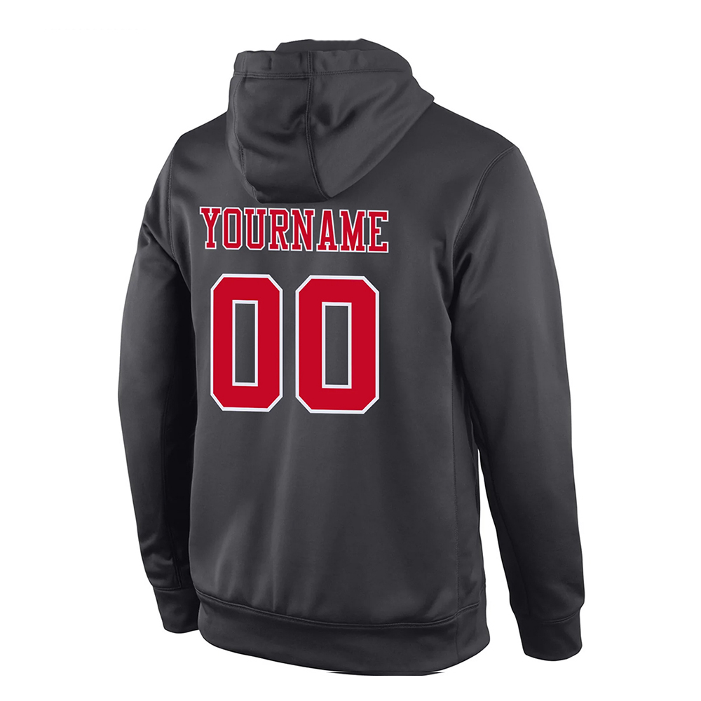 Custom Stitched Anthracite Red-White Sports Pullover. - Image 3