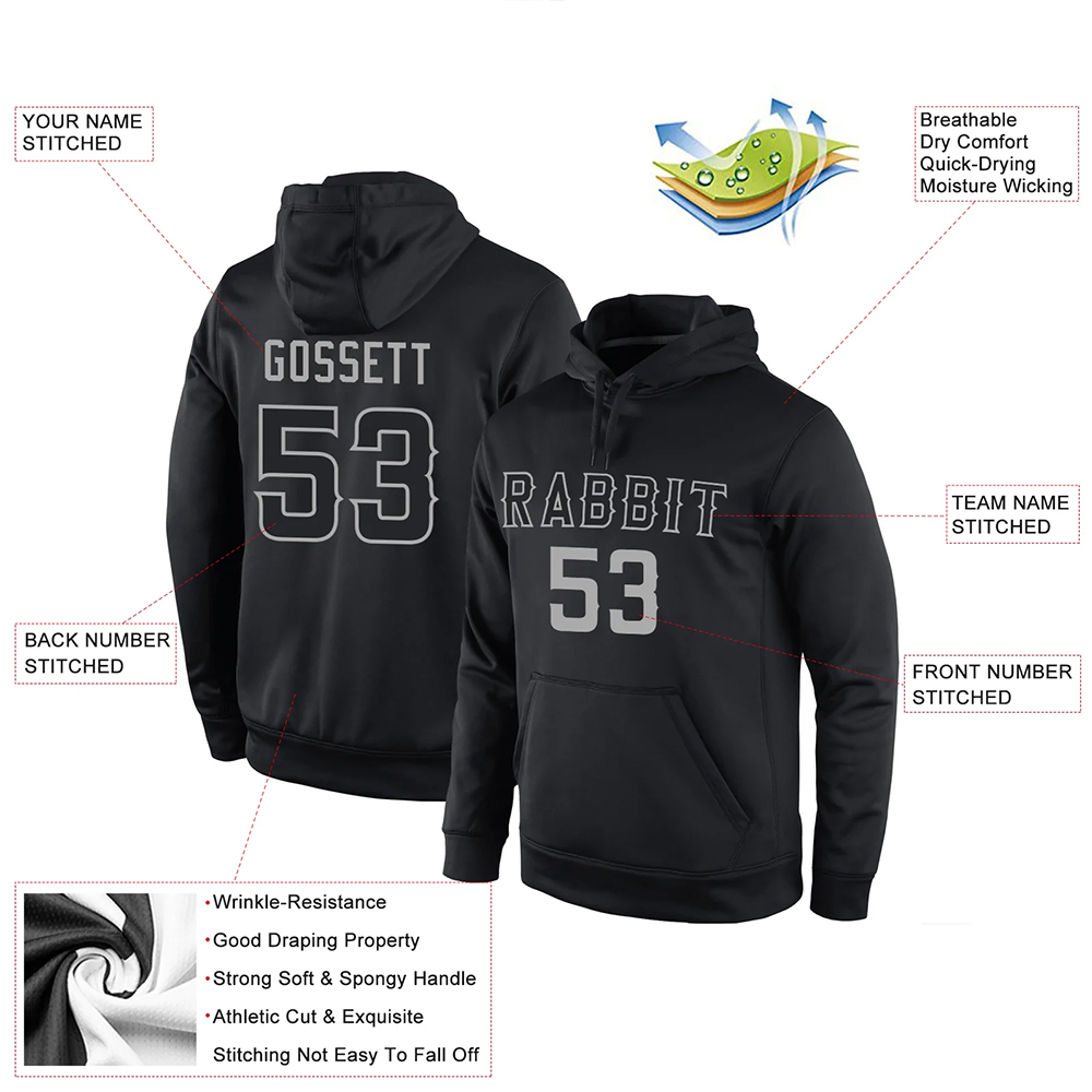 Custom Stitched Black Black-Gray Sports Pullover... - Image 4