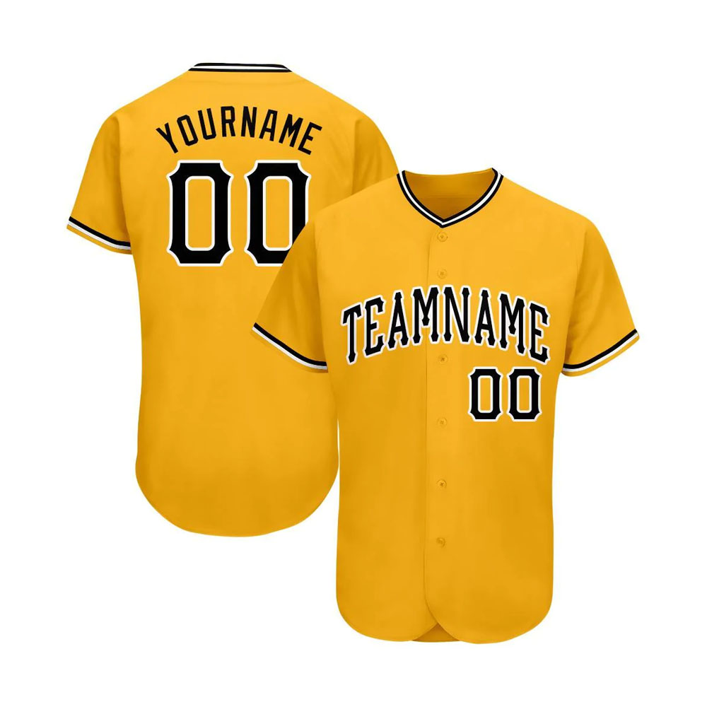 Custom Gold Black-White Baseball Jersey