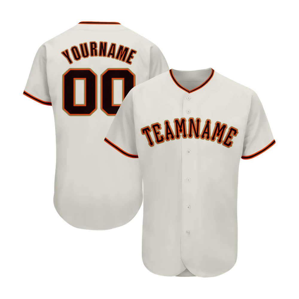 Custom Cream Black-Orange Baseball Jersey