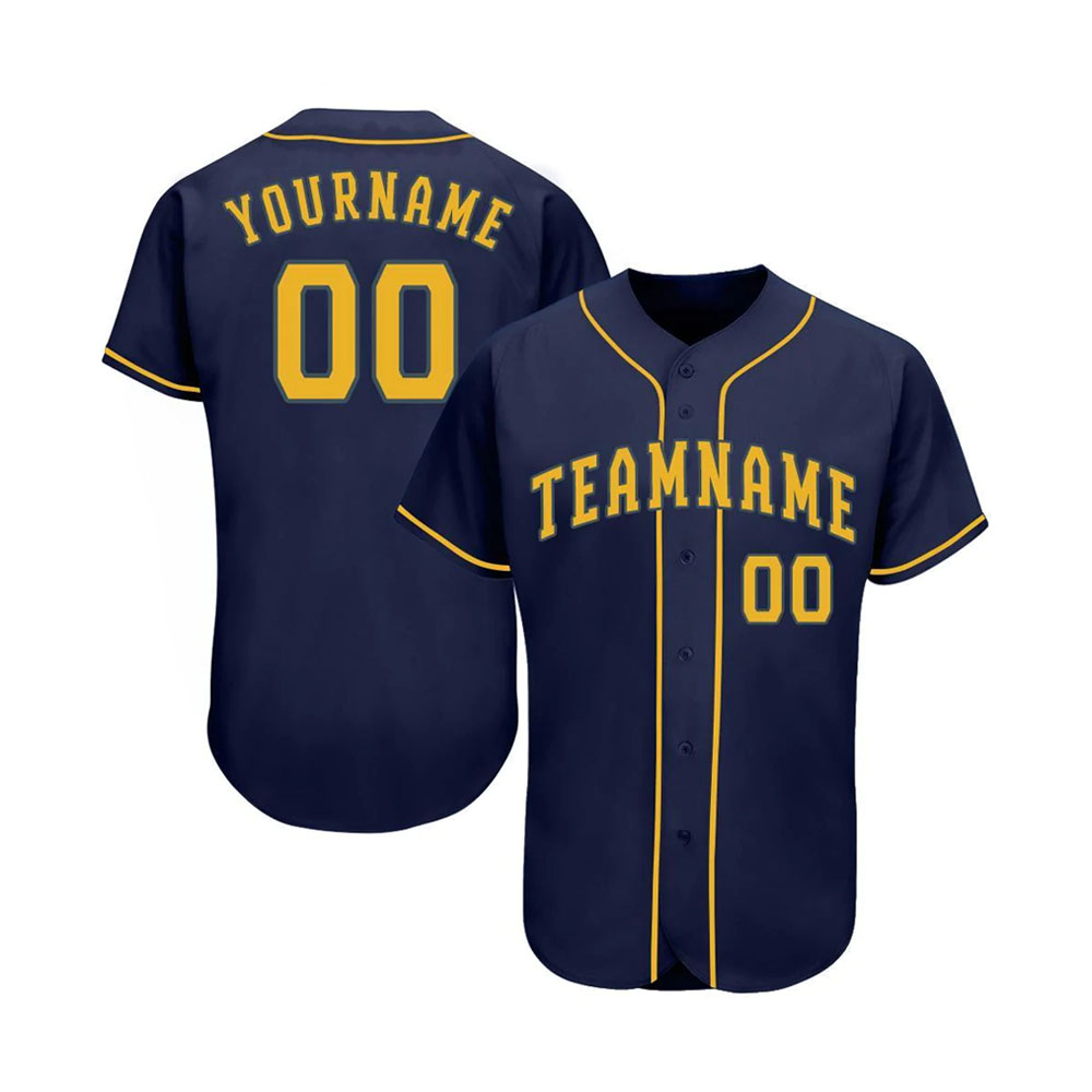 Custom Navy Gold Baseball Jersey
