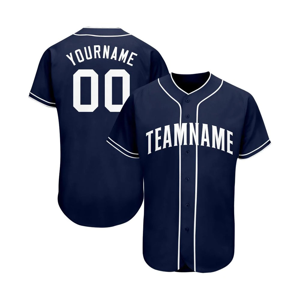 Custom Navy White Baseball Jersey