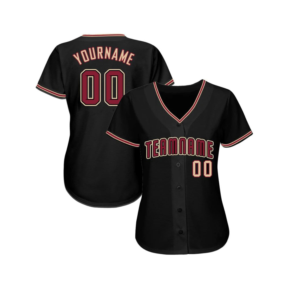 Custom Black Crimson-Khaki Softball Jersey