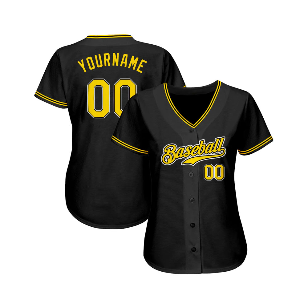 Custom Black Gold-White Authentic Softball Jersey