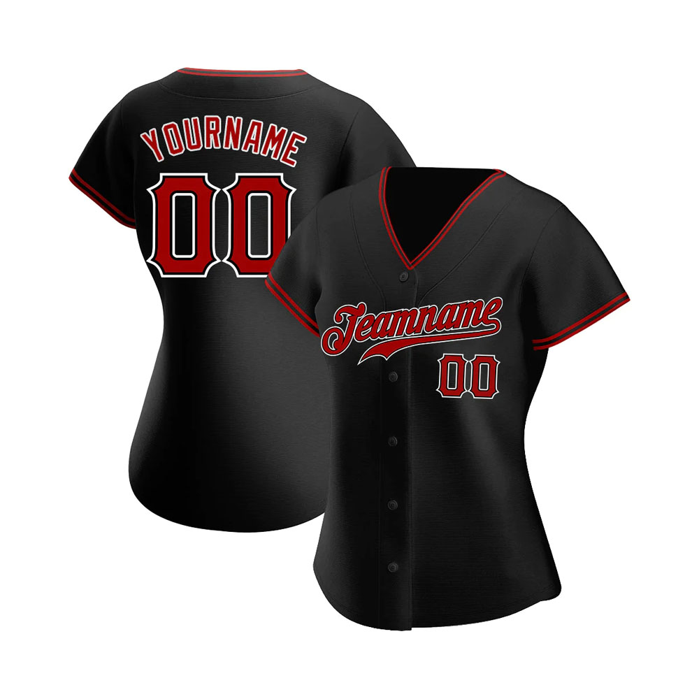 Custom Black Red-White Authentic Softball Jersey