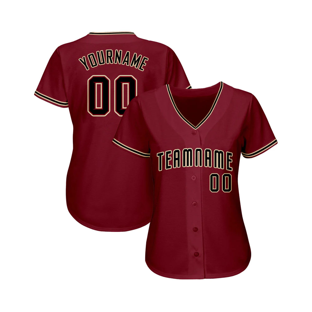 Custom Crimson Black-Khaki Softball Jersey