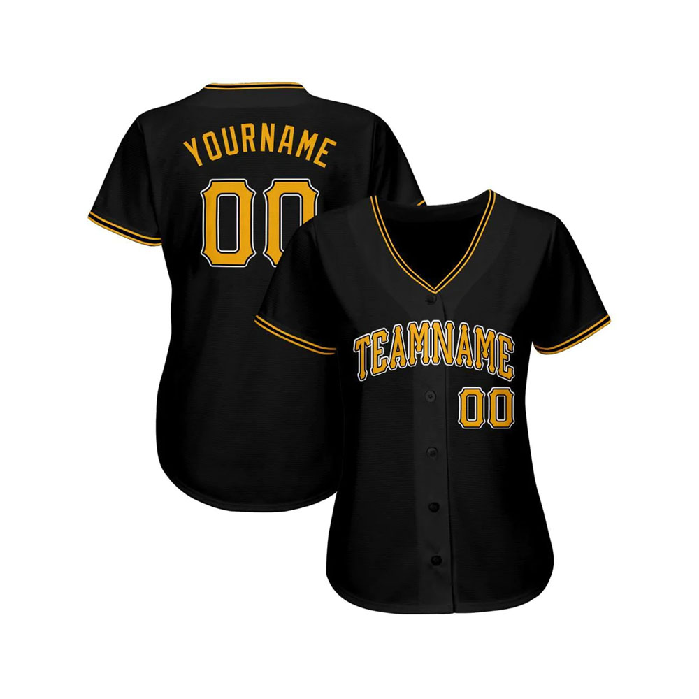 Custom Black Gold-White Softball Jersey