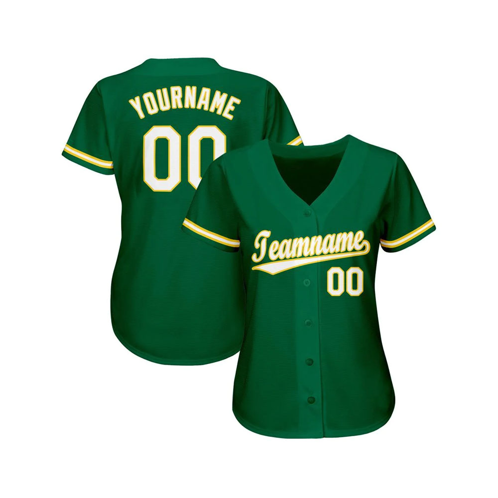 Custom Kelly Green White-Gold Softball Jersey