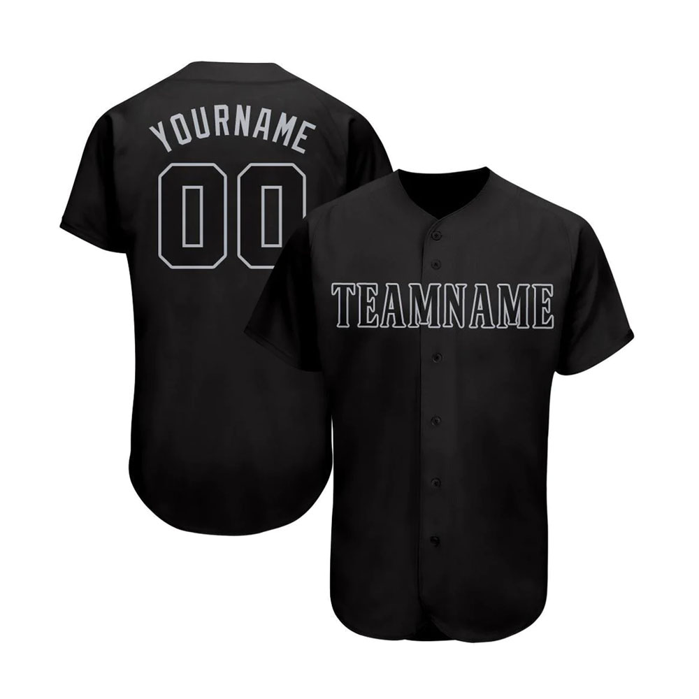 Custom Black Gray Baseball Jersey