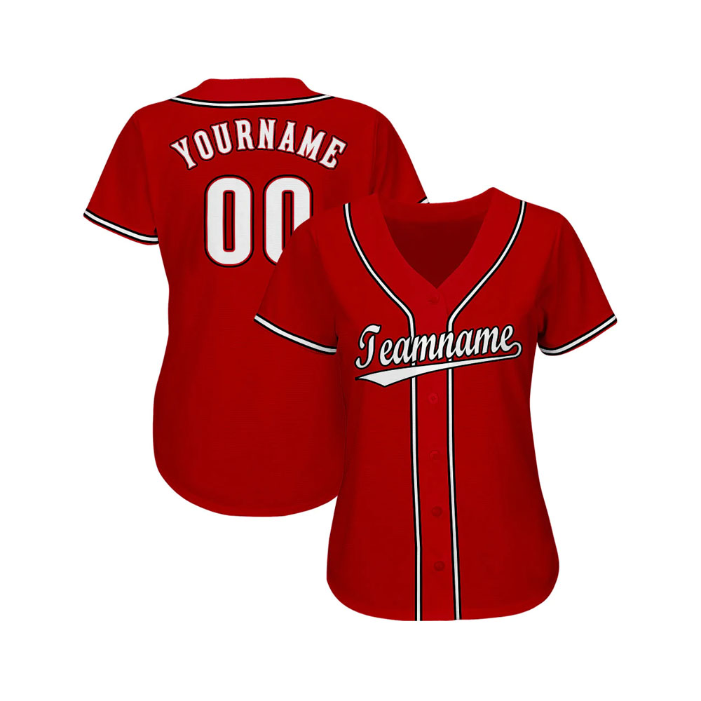 Custom Red White-Black Softball Jersey