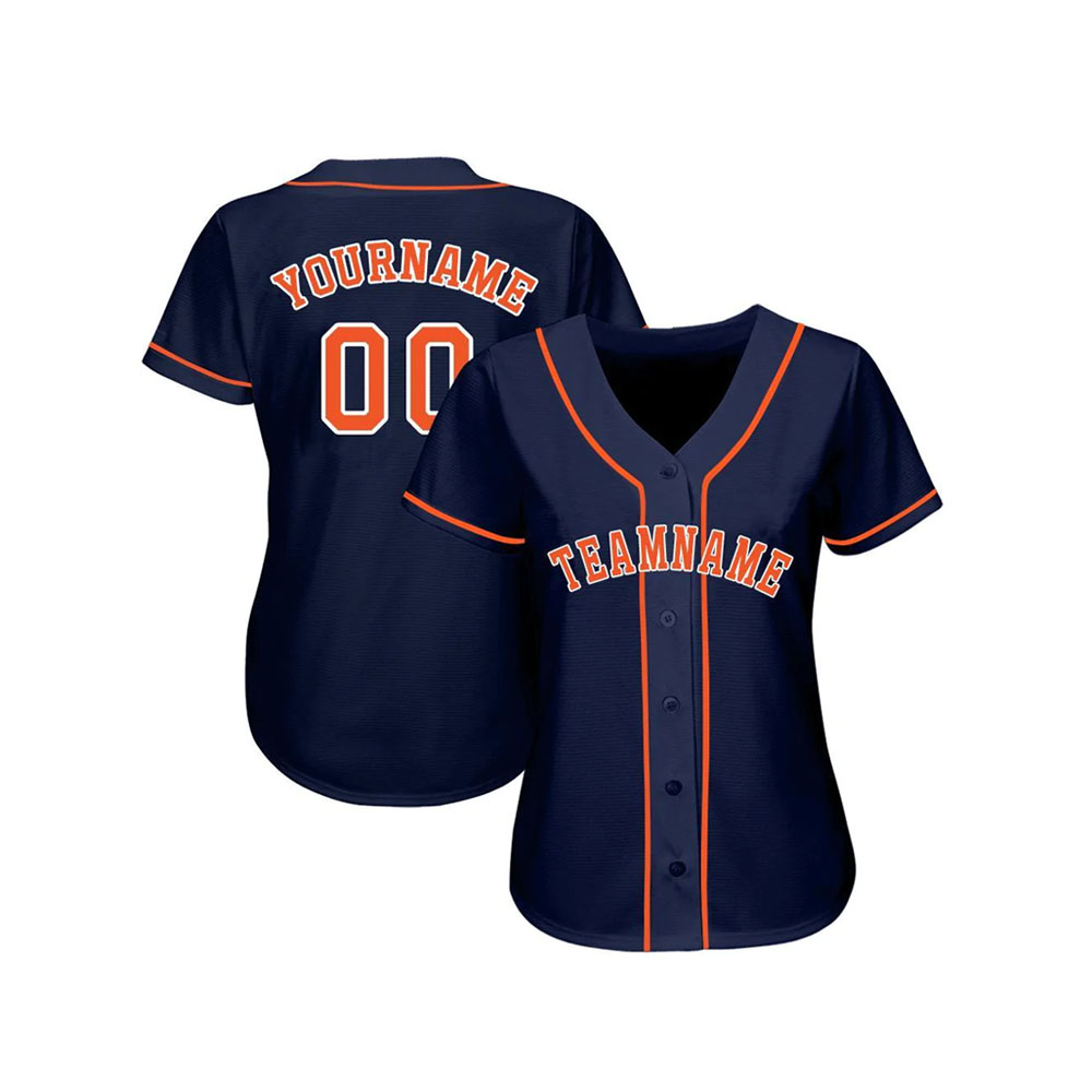Custom Navy Orange-White Softball Jersey