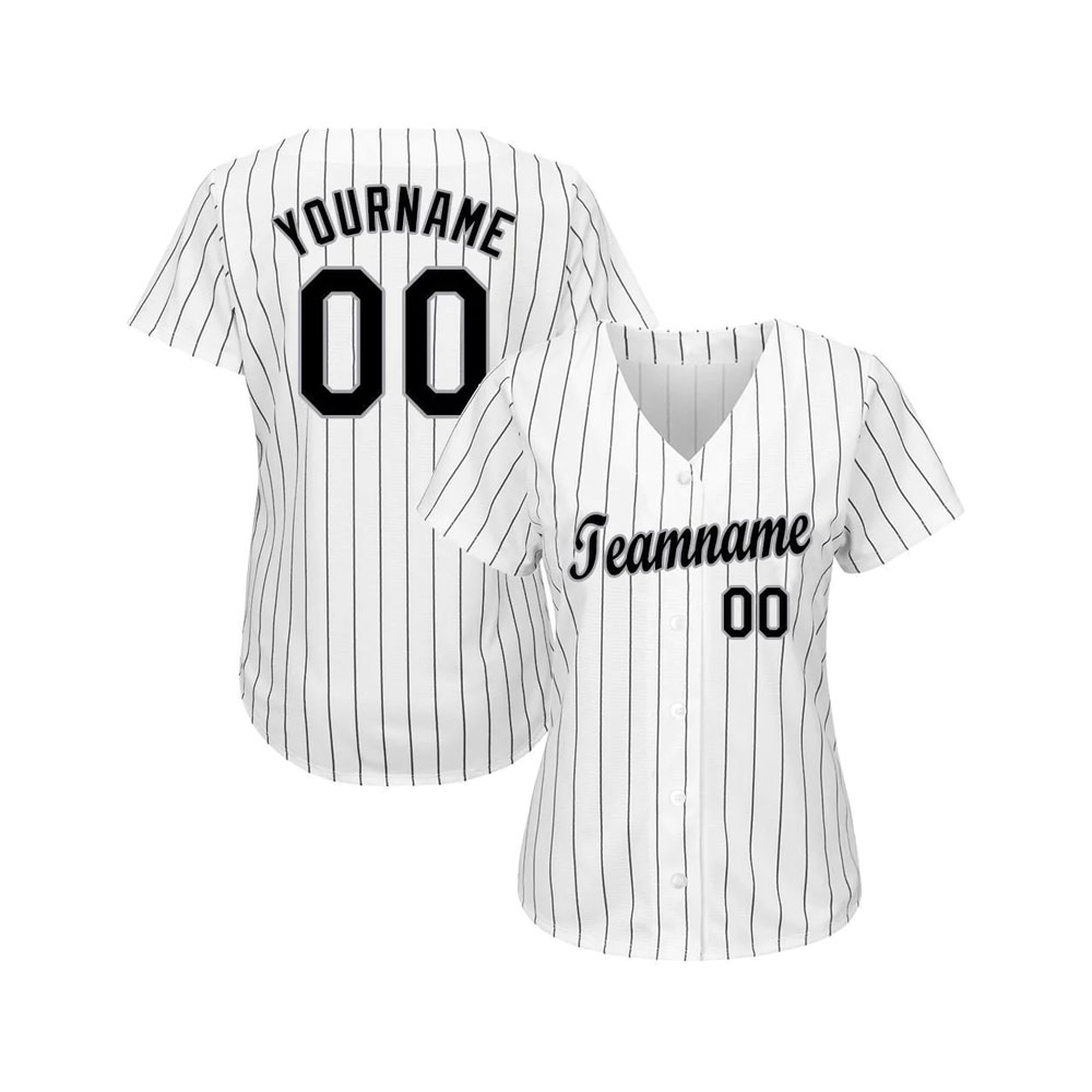 Custom White Black Pinstripe Black-Gray Softball...