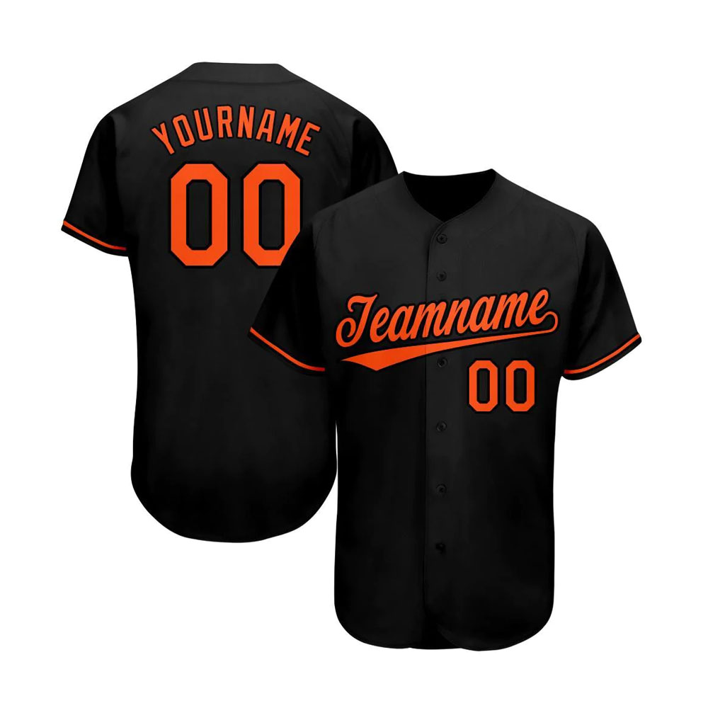 Custom Black Orange Baseball Jersey