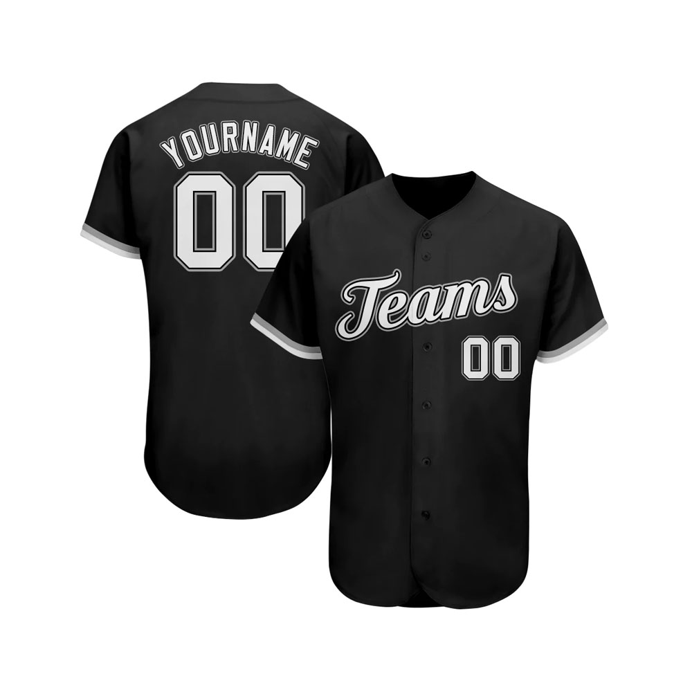 Custom Black White-Gray Authentic Baseball Jersey
